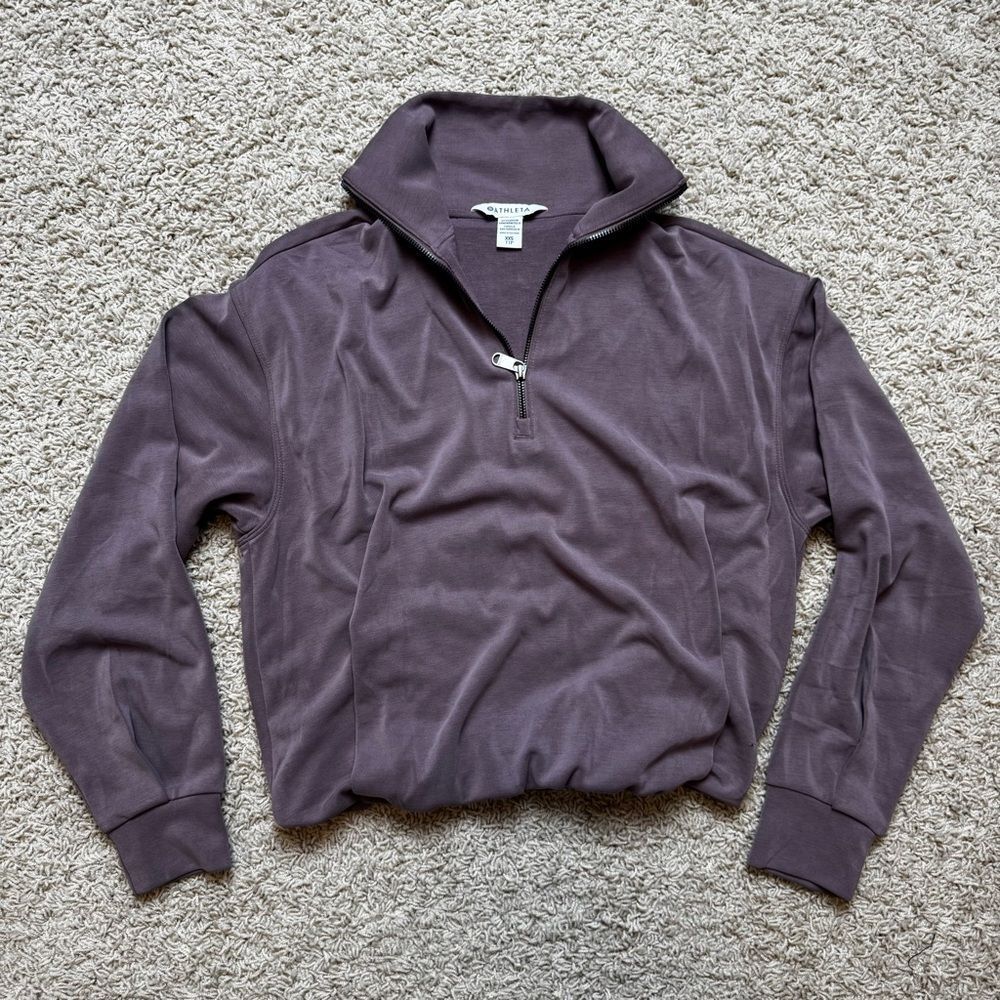 Athlete Seasoft 1/4 Zip Bubble Hem Sweatshirt Size XXS (runs large) Purple